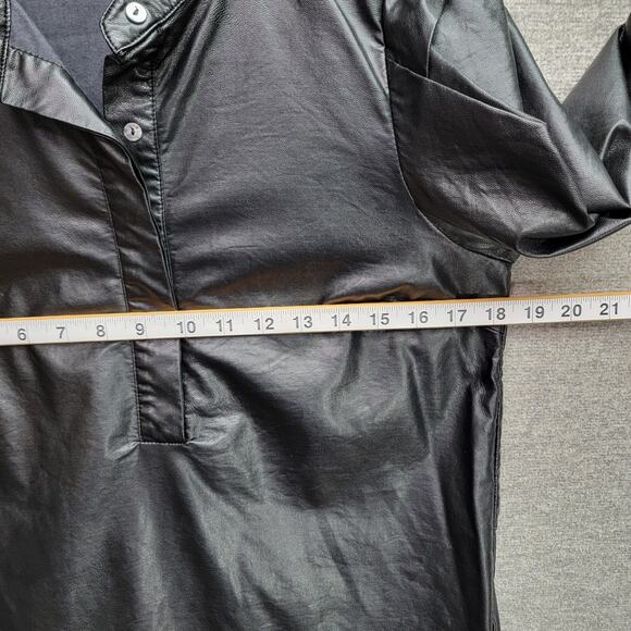 KARLIE FAUX LEATHER PUFF SLEEVES BLACK TOP, SIZE M - Picture 7 of 9